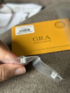 Moissanite Stud Earrings - Clear/Silver Square Cut